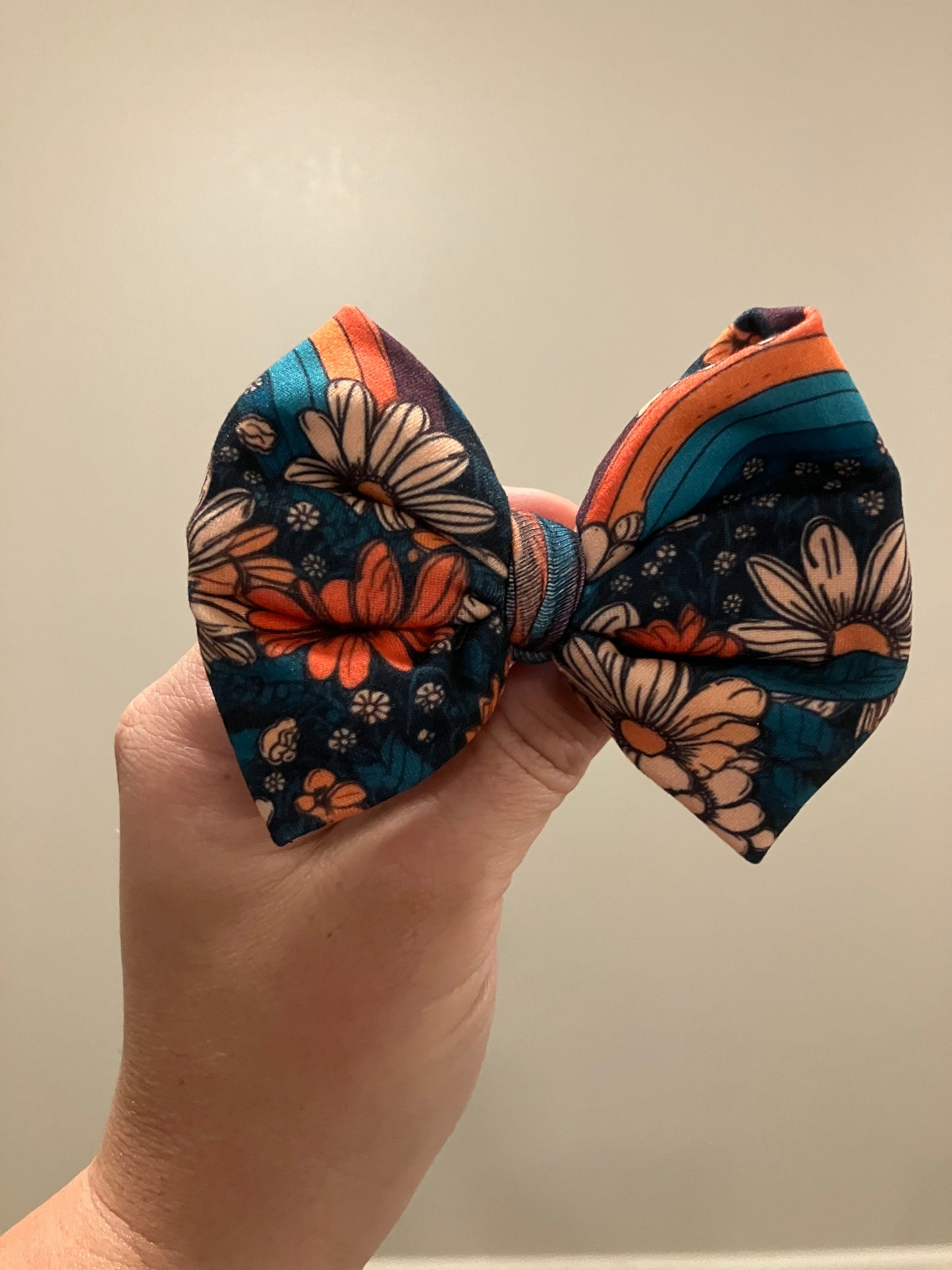 Rainbow floral nylon bows