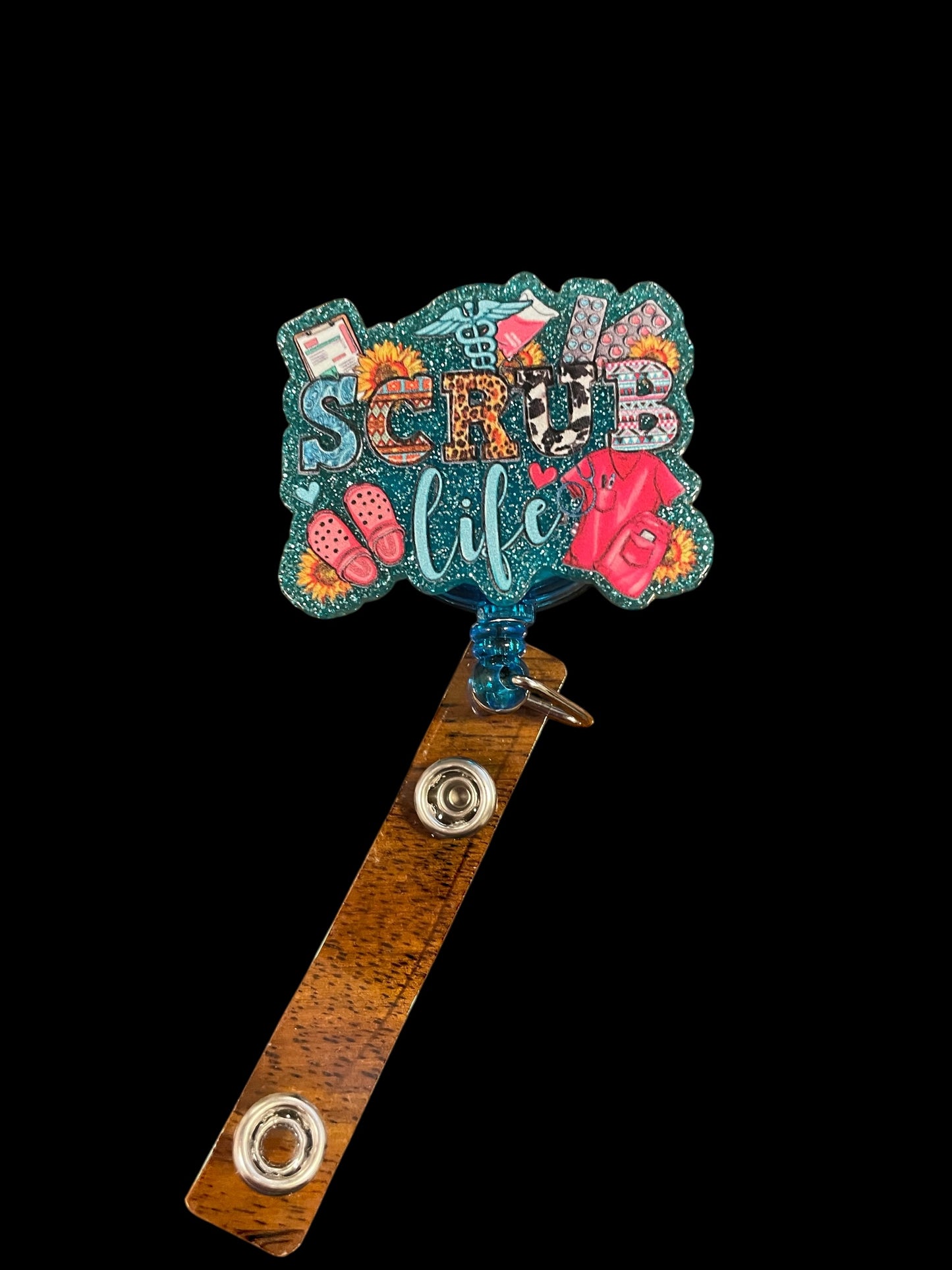 Blue scrub life badge reel💚