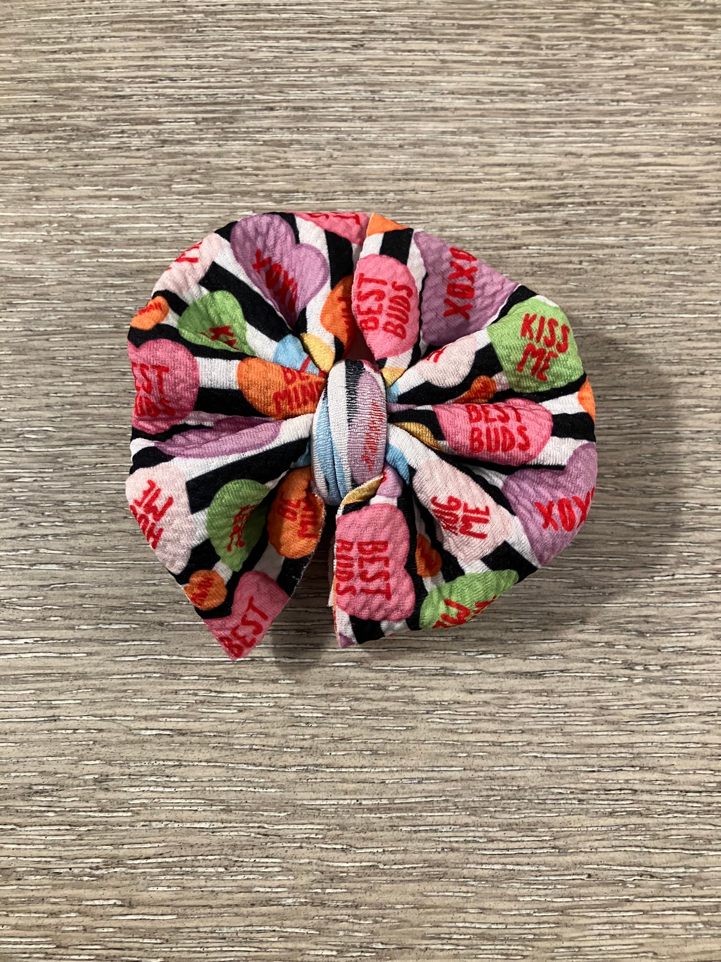 Conversation hearts clip bow