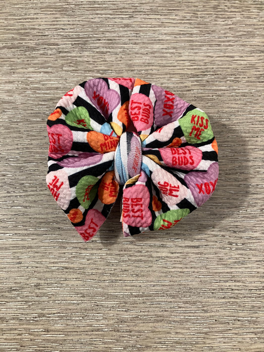 Conversation hearts clip bow
