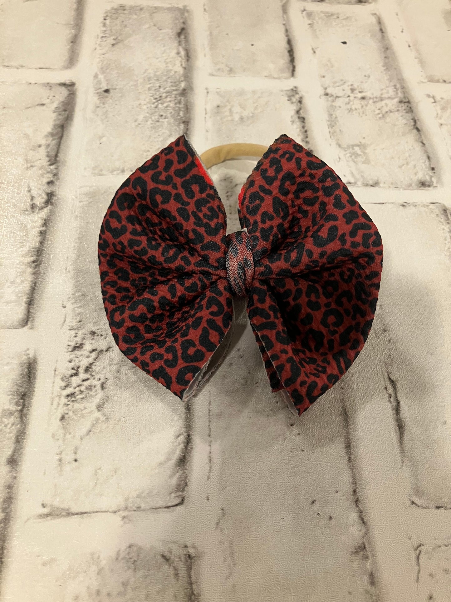 Leopard dark nylon bow