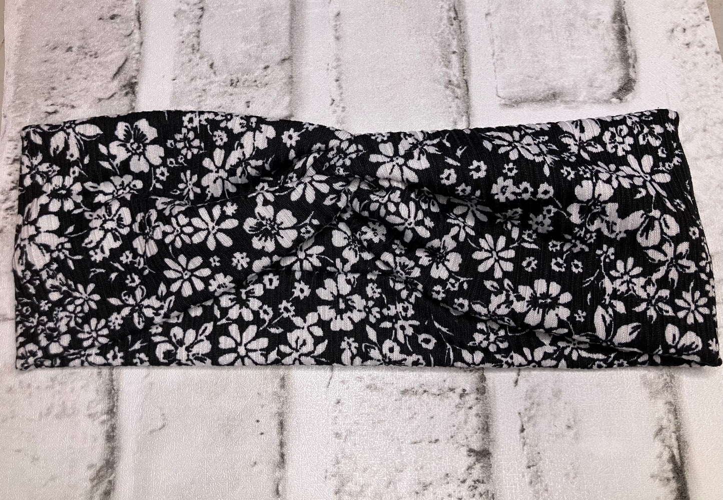 Black white floral child headbands