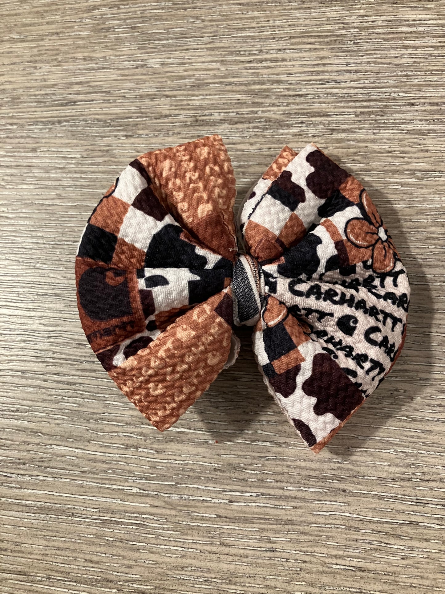 Cow brown workwear clip bow