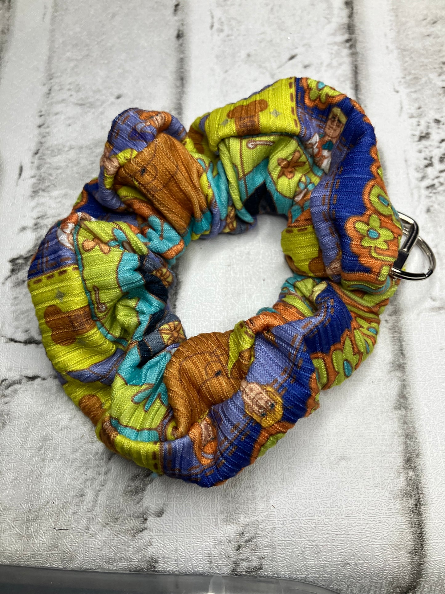 Mystery machine scrunchie keychains