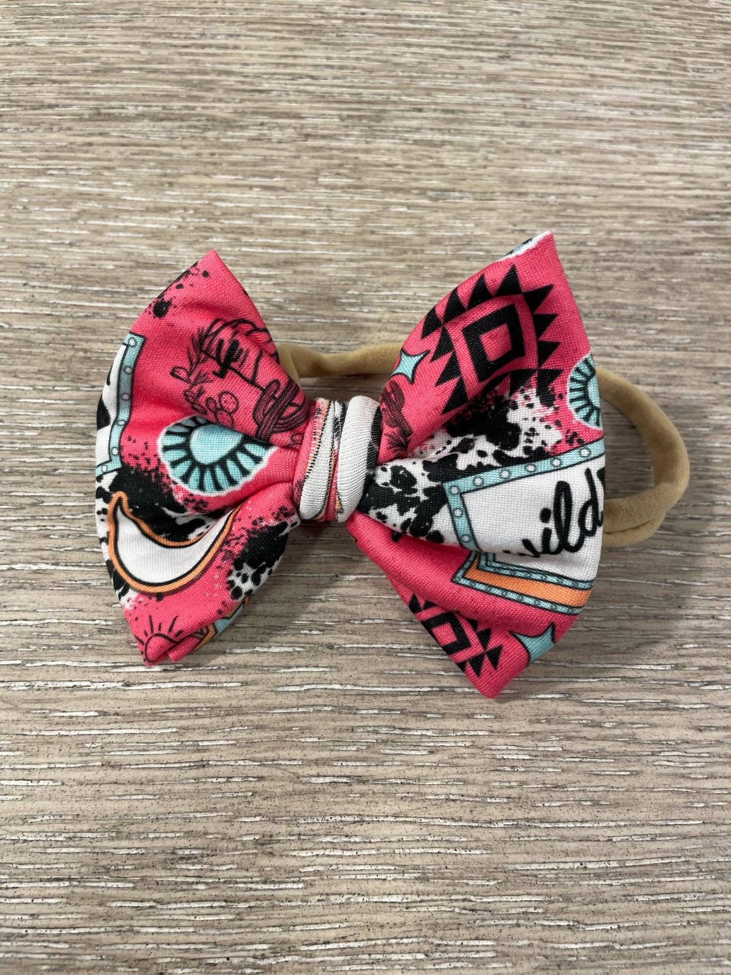 Pink cowgirl nylon bow