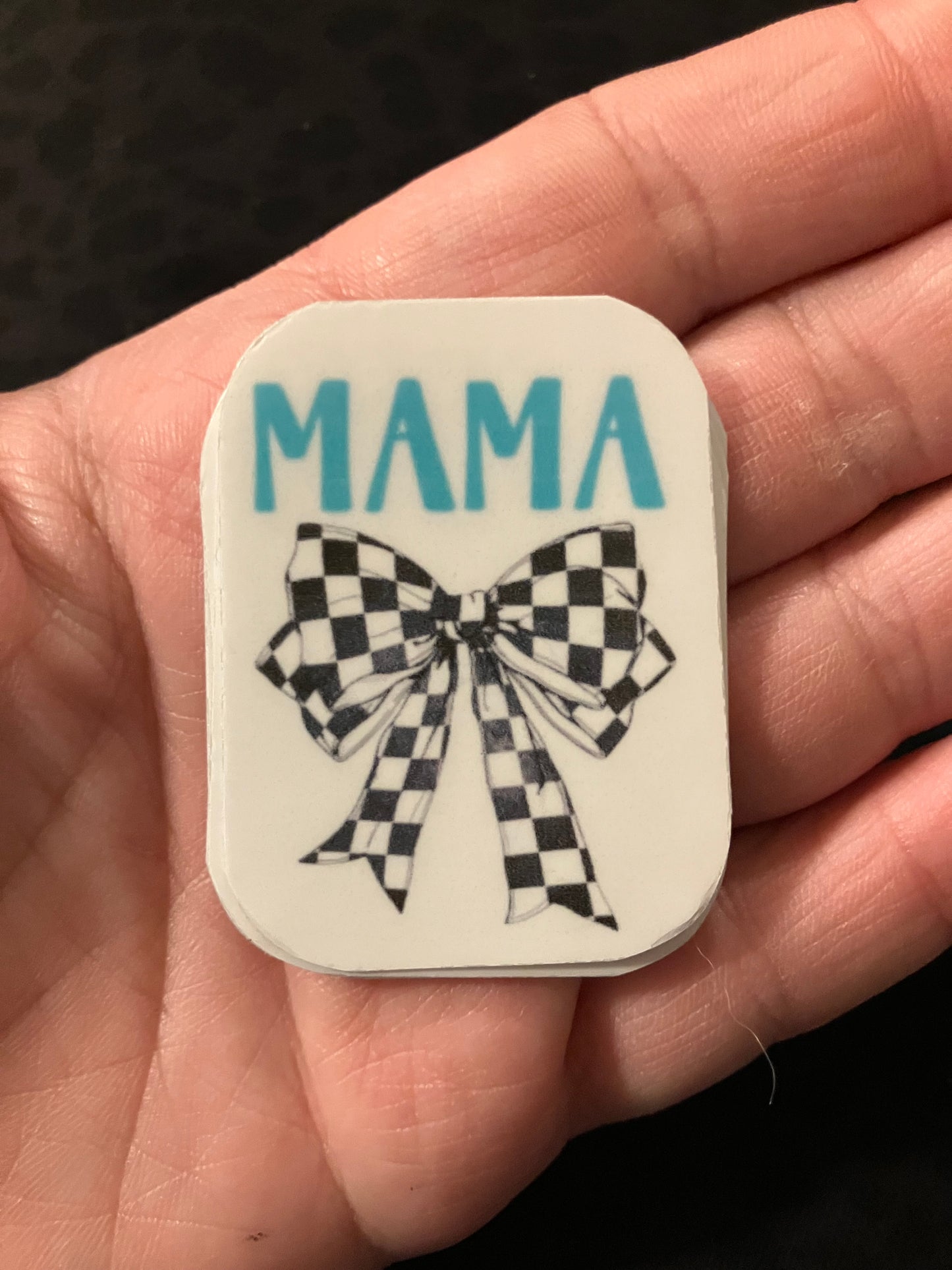 Teal mama checkered stickers