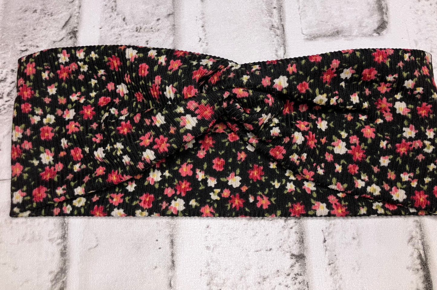 Black white pink floral adult headbands