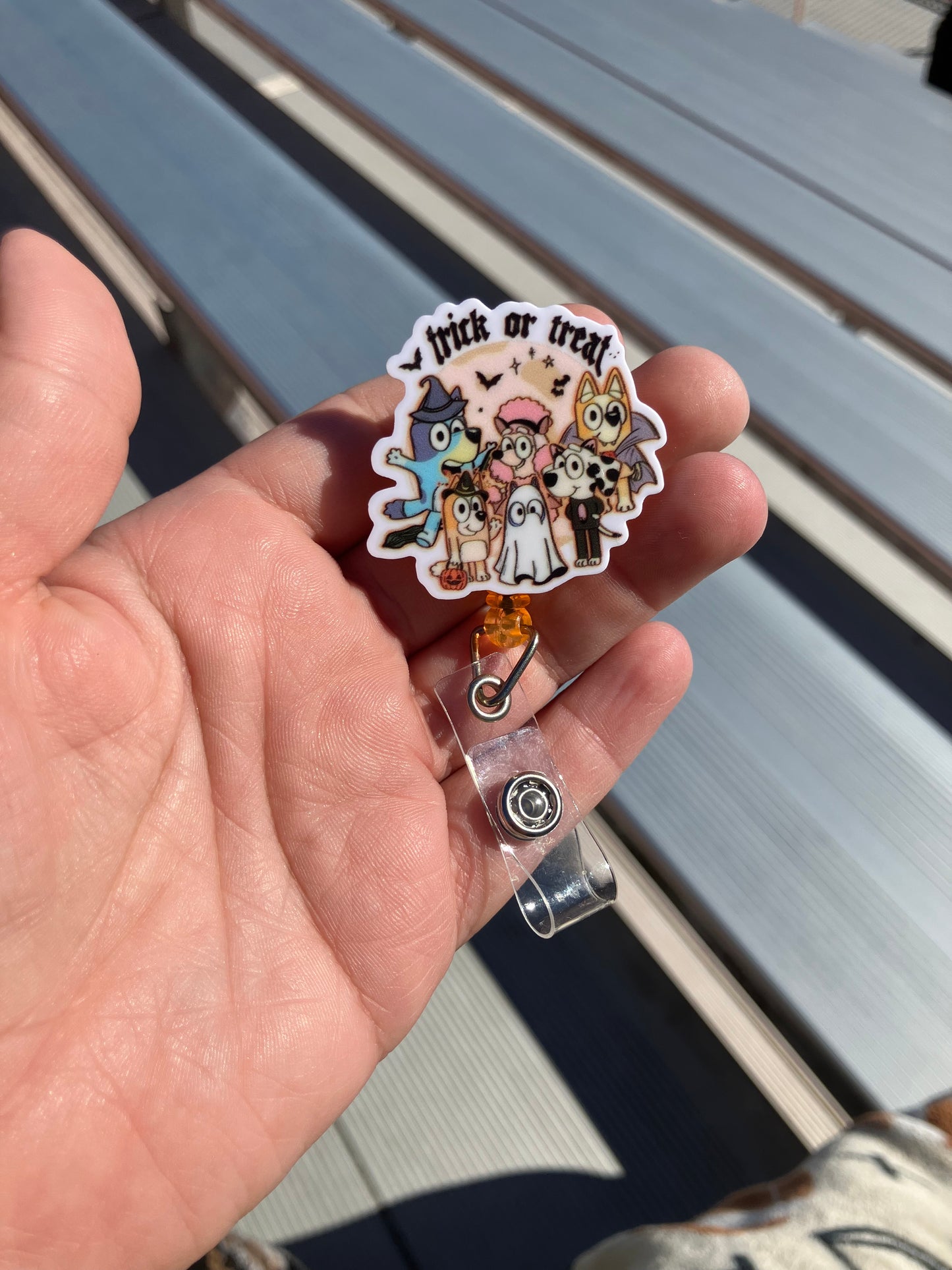 Trick or treat blue dogg badge reels