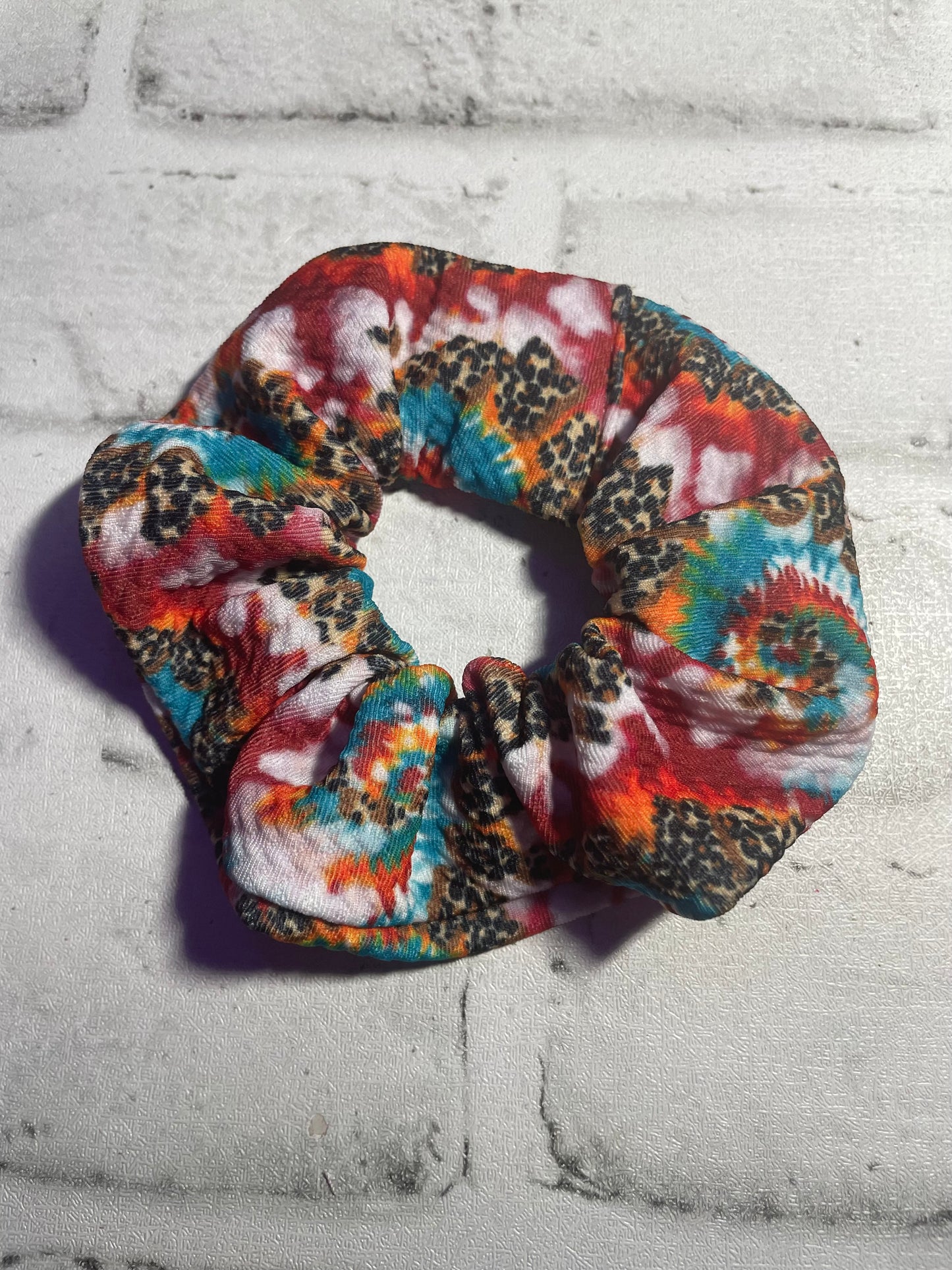 Tie dye cheetah scrunchies🖤