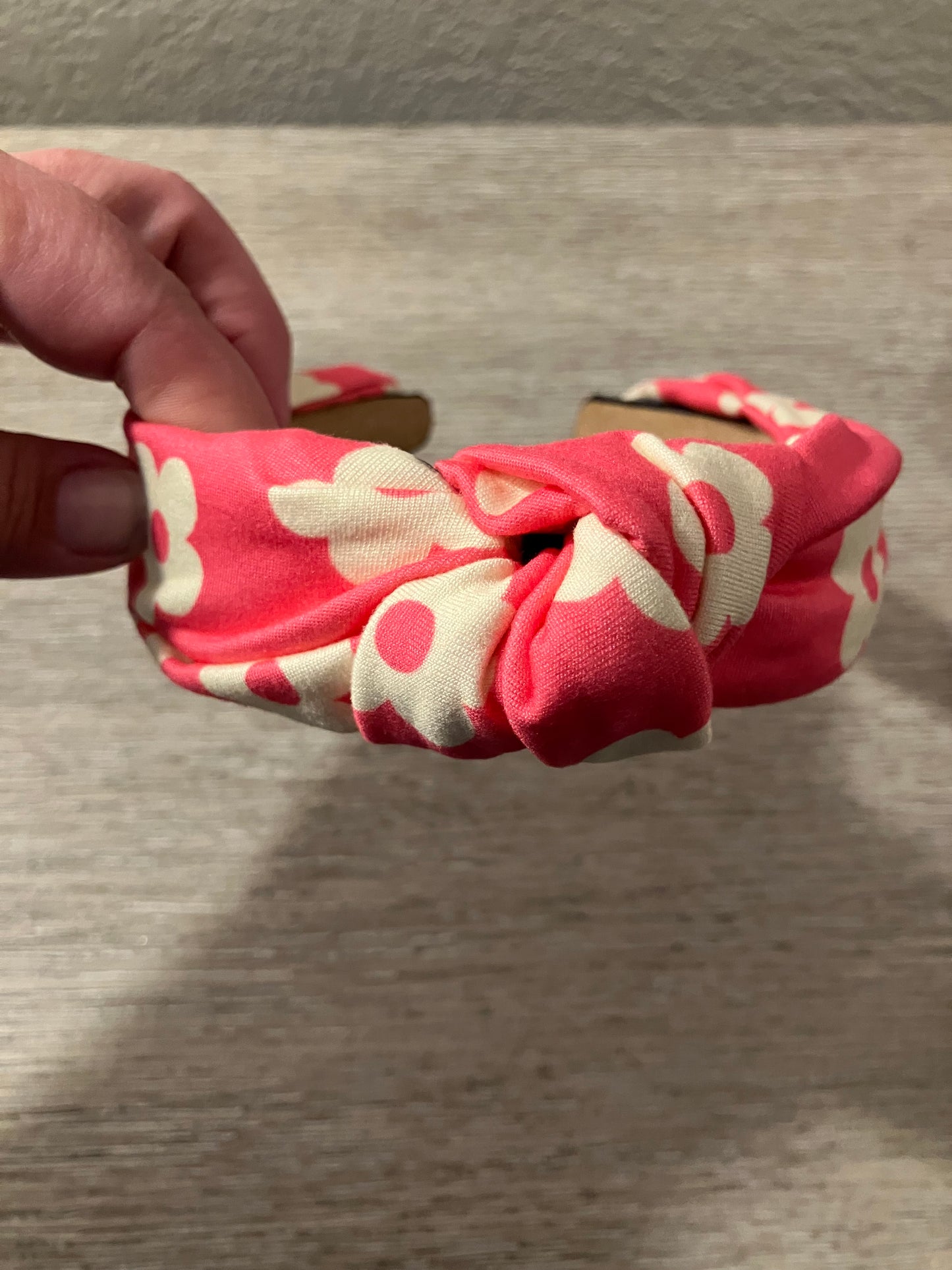 Pink flower top knot headbands