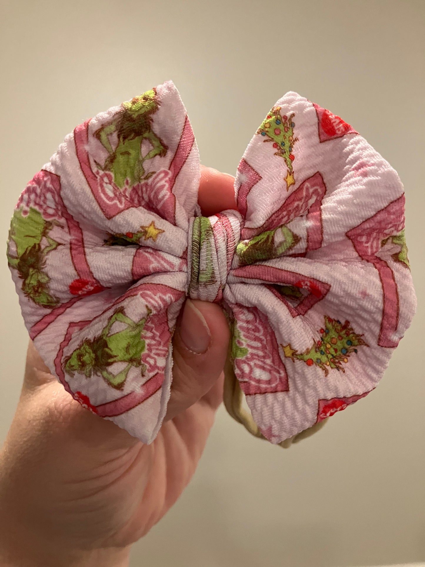 Pink mean guy doll nylon bows