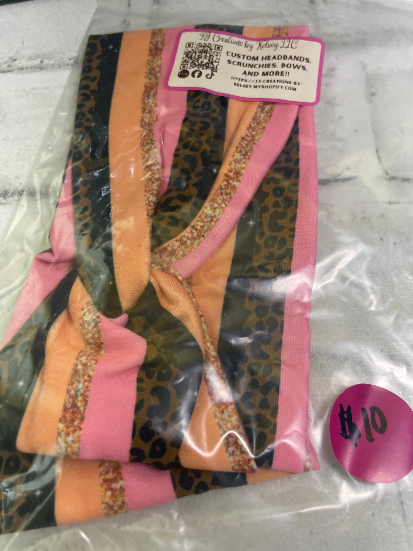 Orange cheetah pink child headband