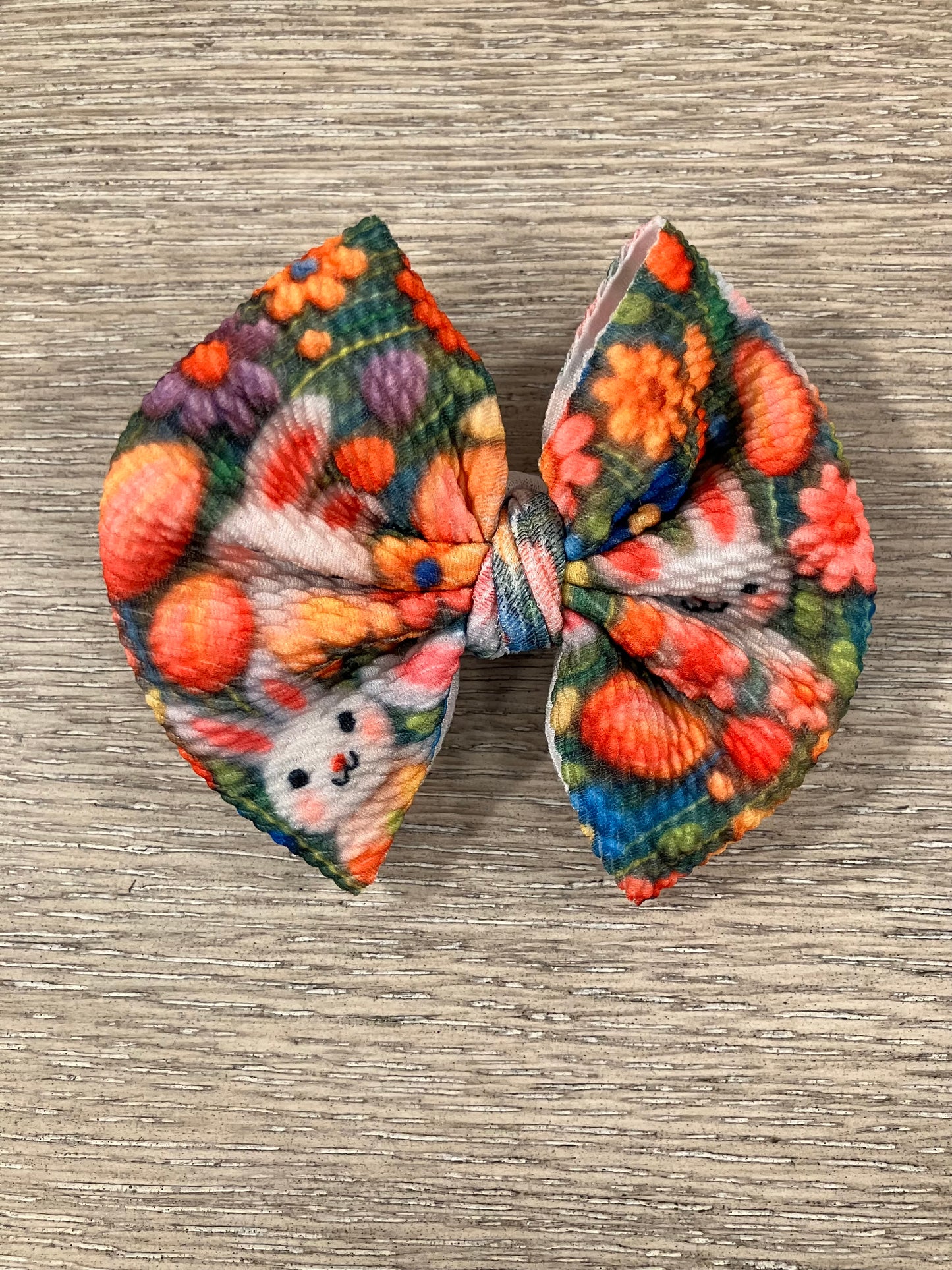 Bright floral bunny clip bow