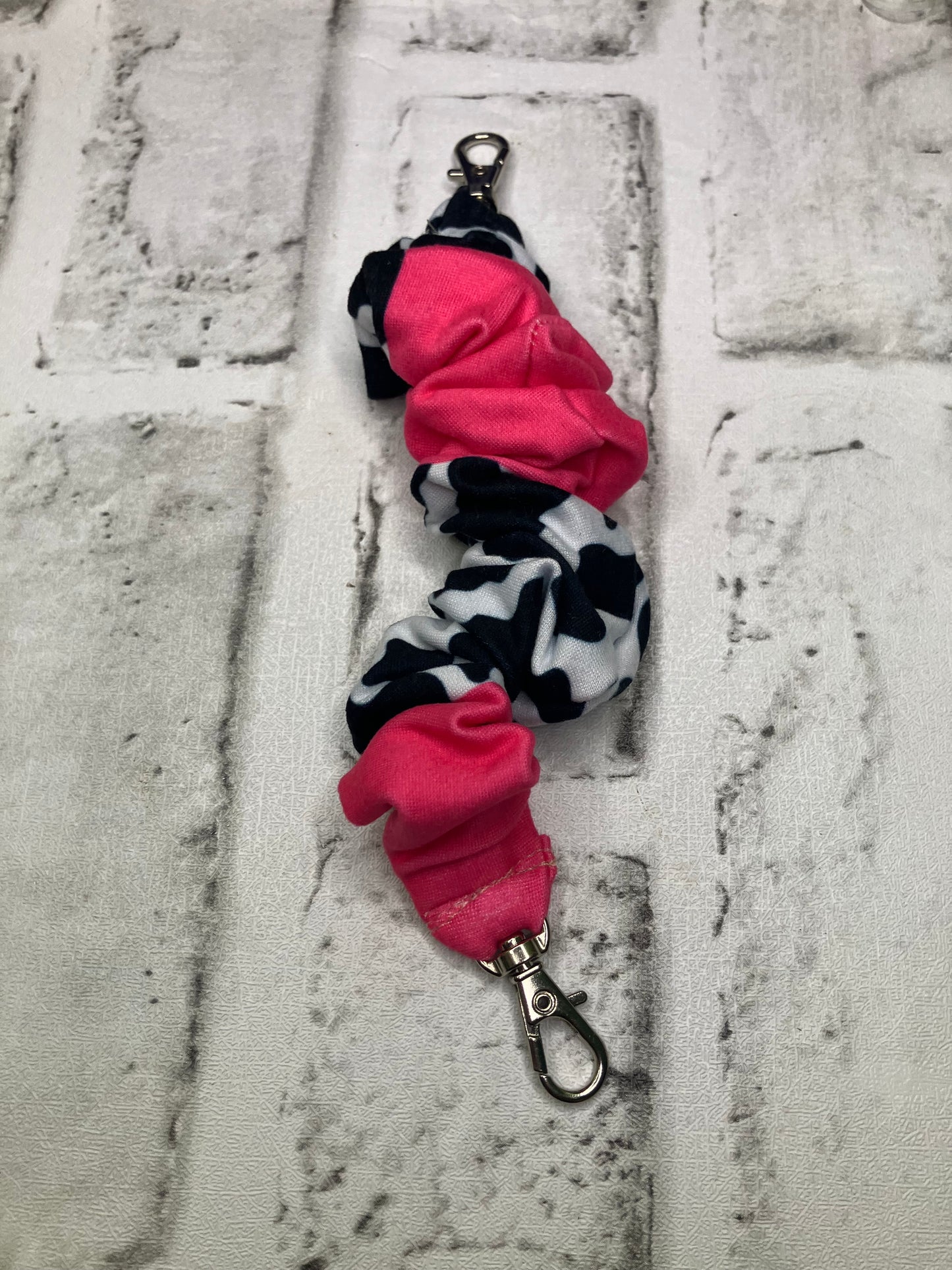 Cow pink scrunchie phone holder