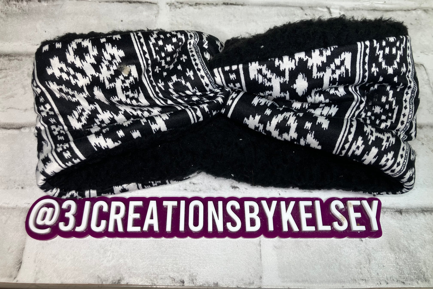 Black Aztec adult ear warmers