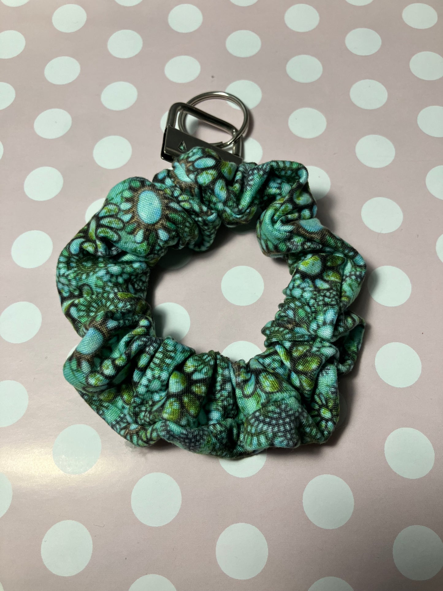 Turquoise scrunchie keychain