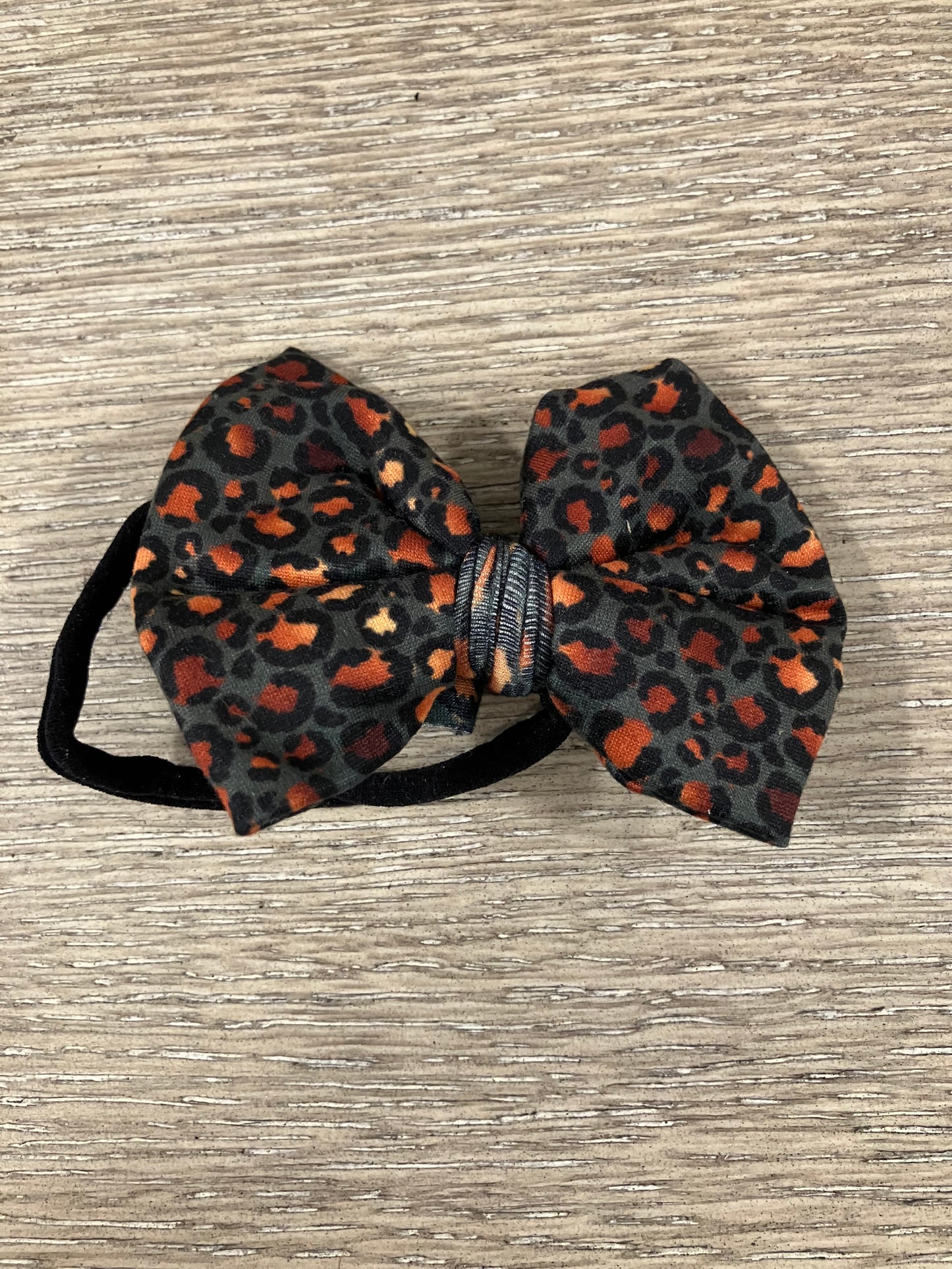 Deep teal gold leopard nylon bows