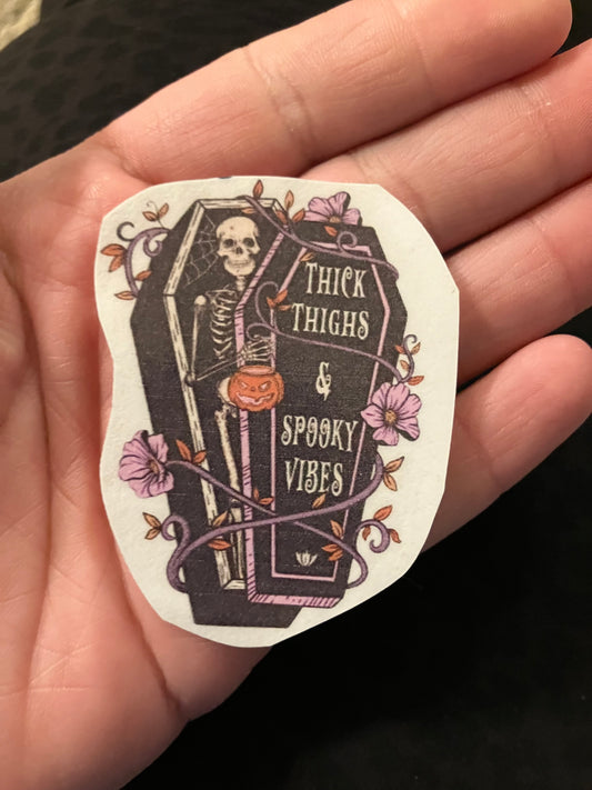 Thick thighs and spooky vibes stickers