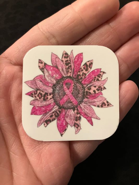Breast cancer sunflower stickers