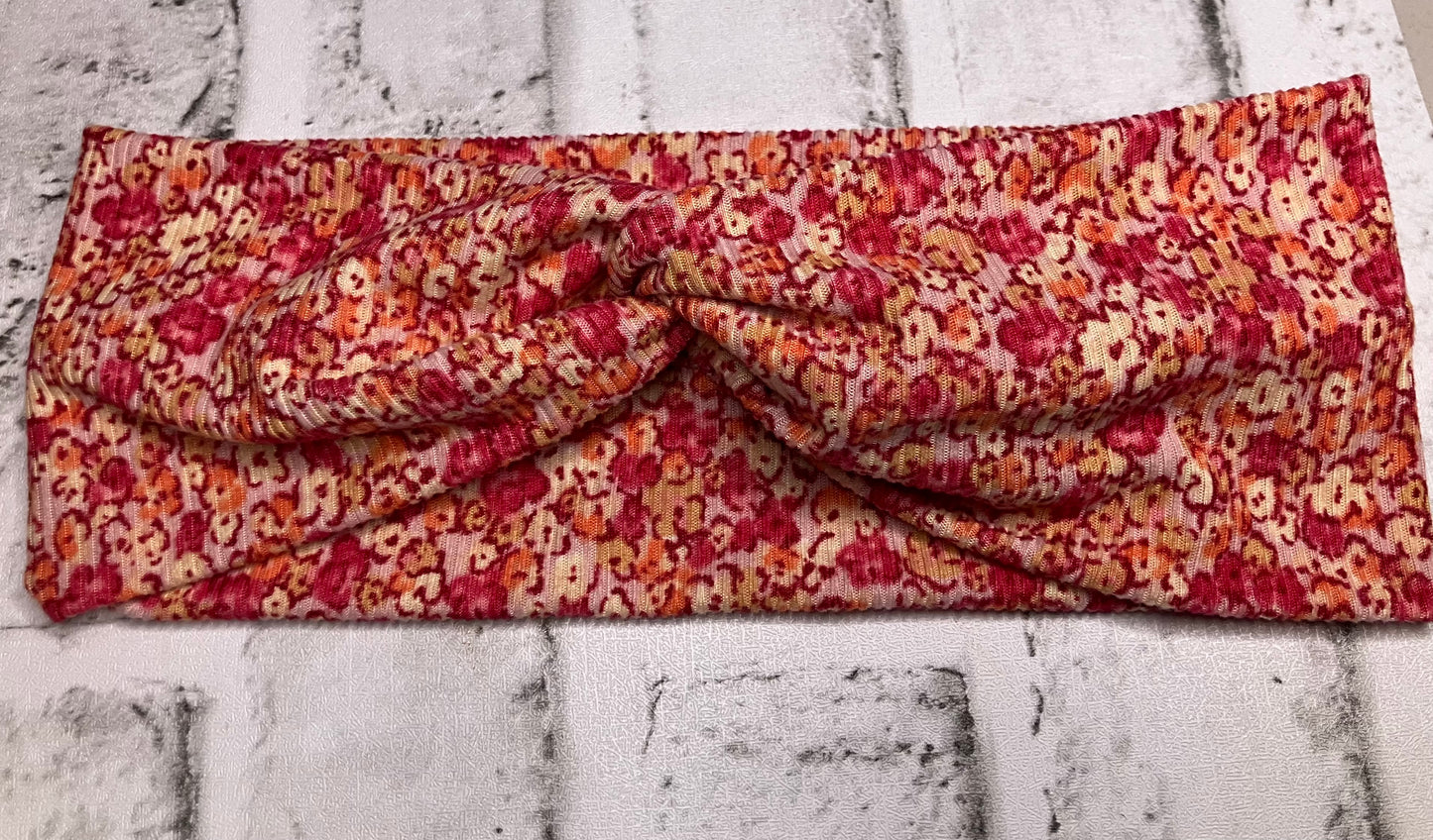 Pink orange floral adult headbands