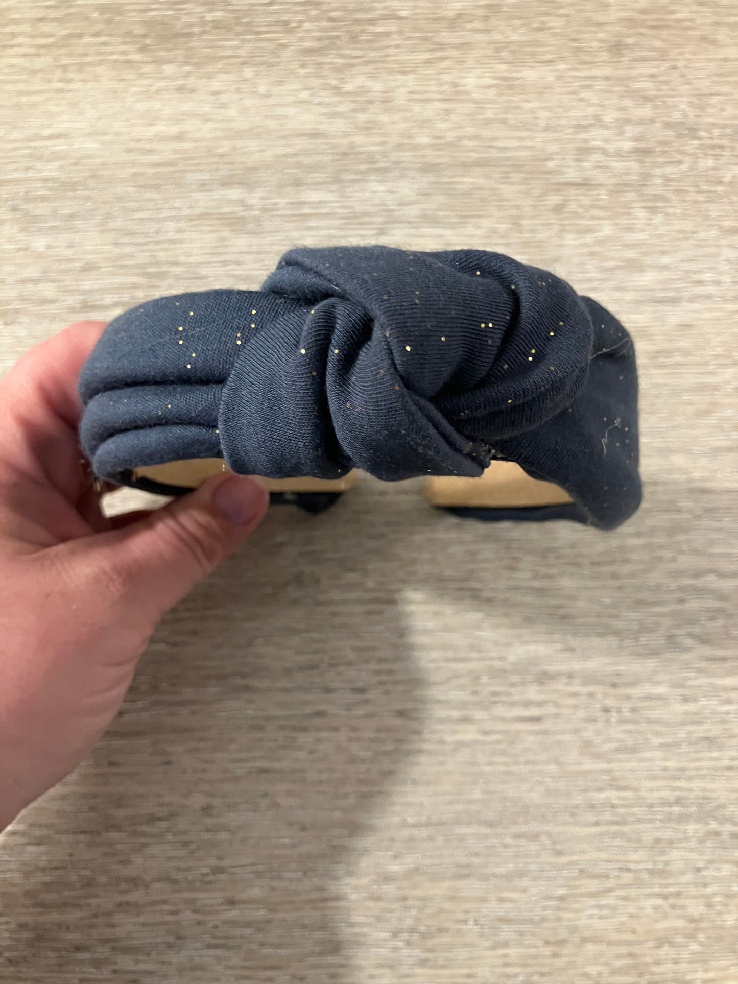 Navy sparkle top knot headbands