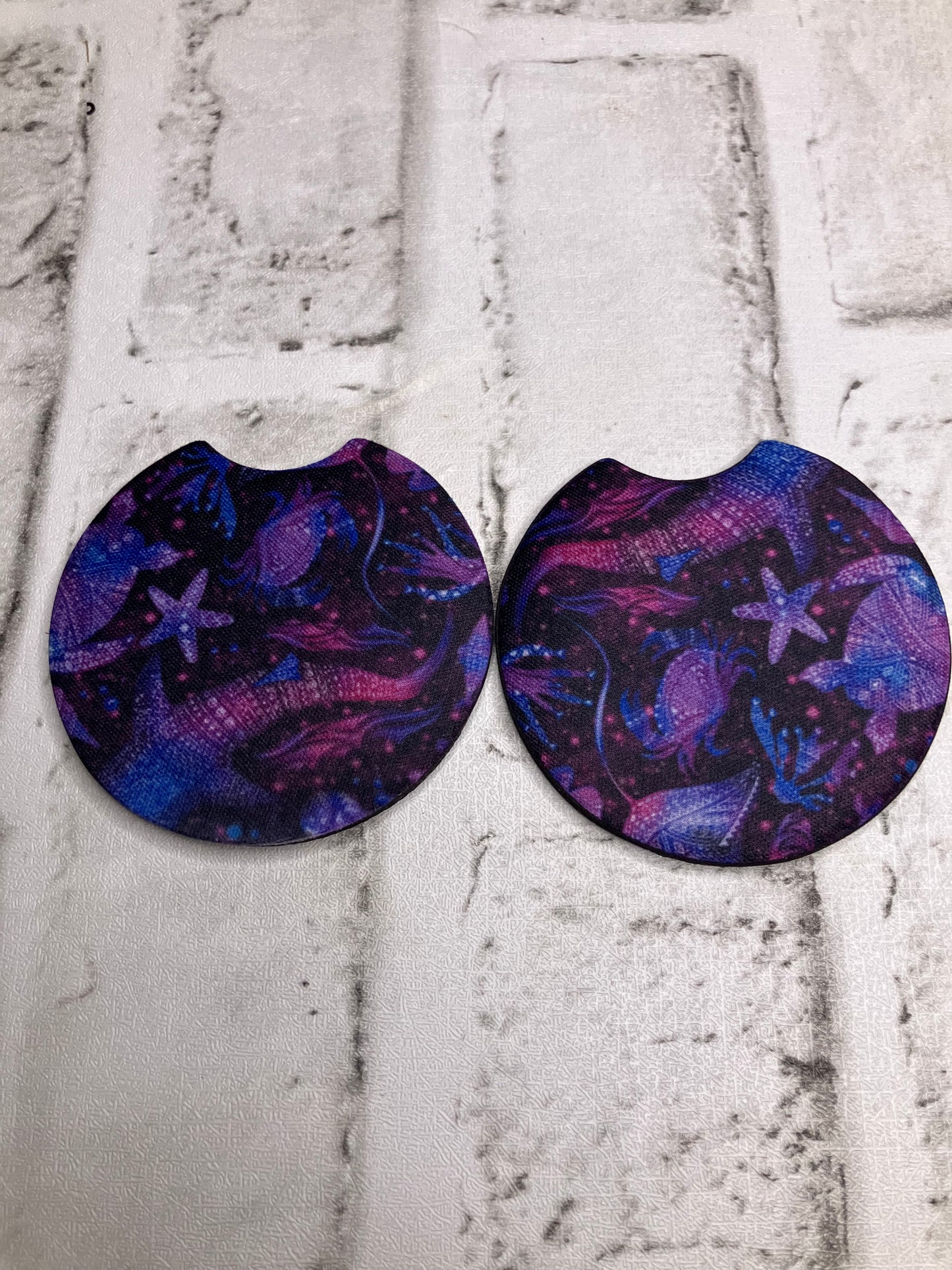 Purple blue ocean car coasters