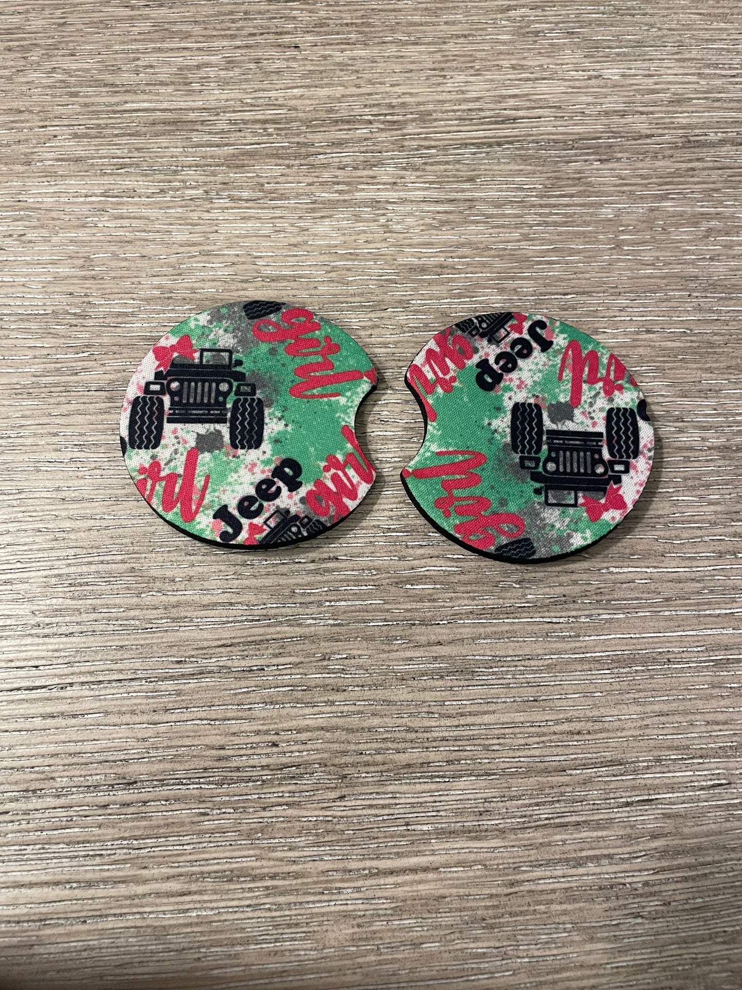 Off road girl car coasters