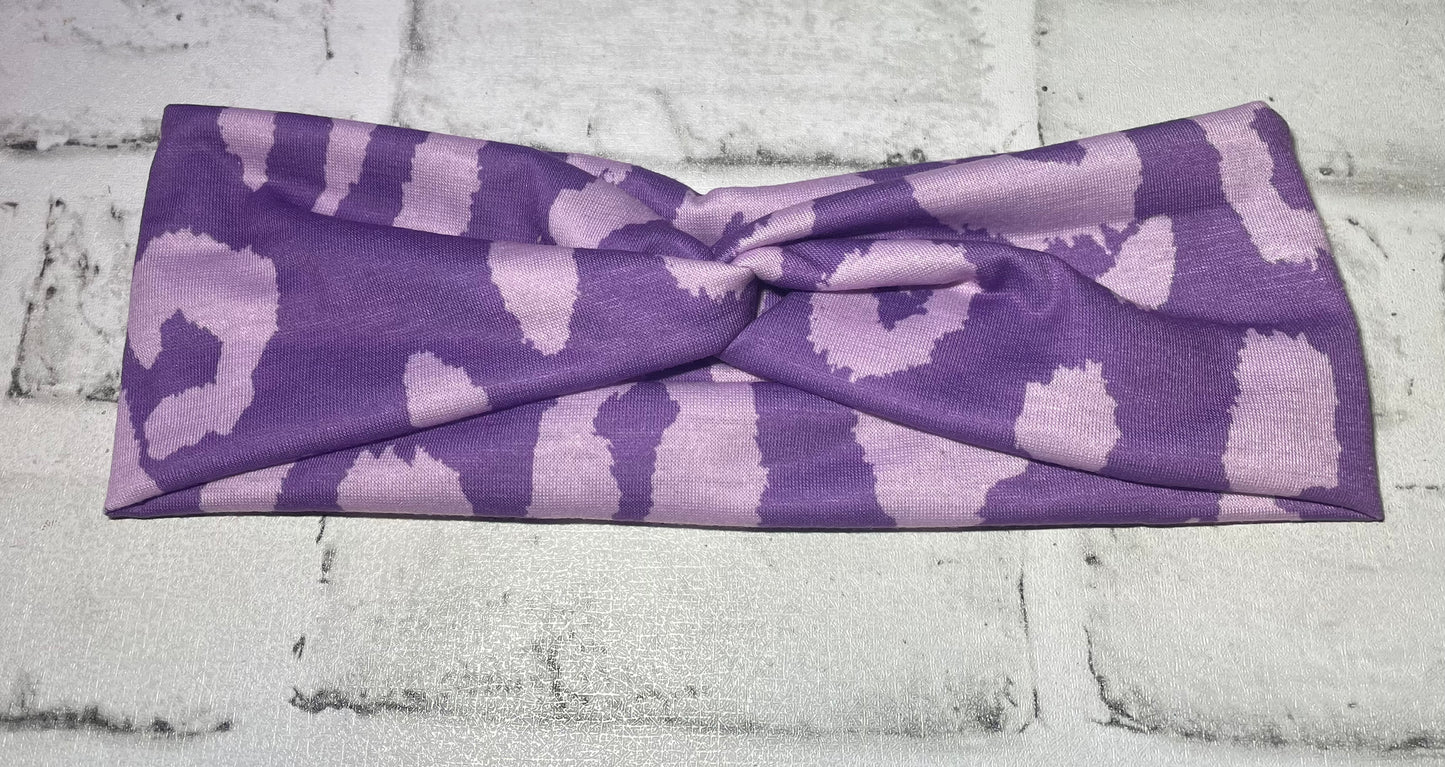 Purple cheetah headbands adult💛