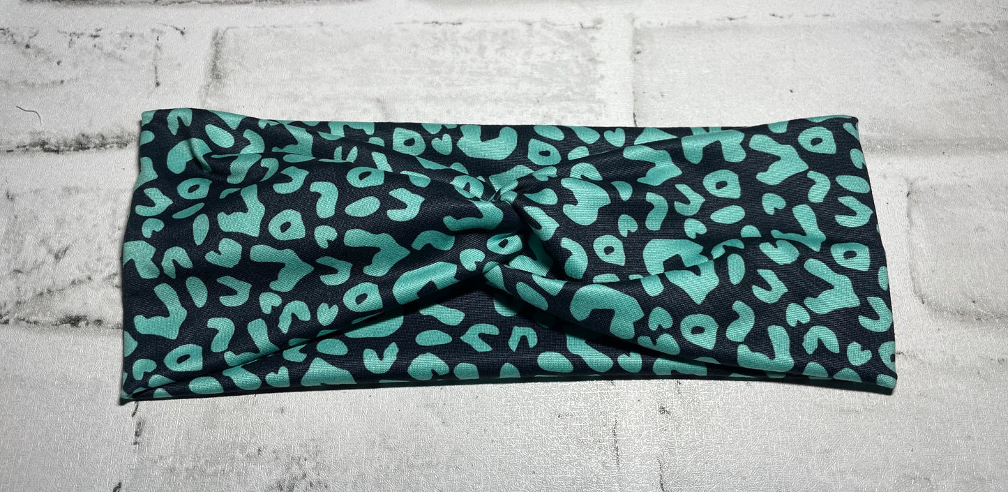 Teal leopard child headbands💚