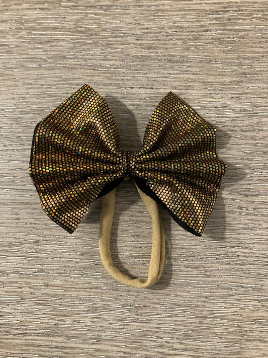 Gold sparkle nylon bow