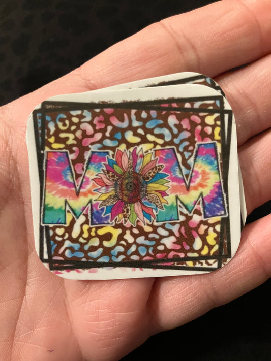 Bright leopard mom sunflower sticker