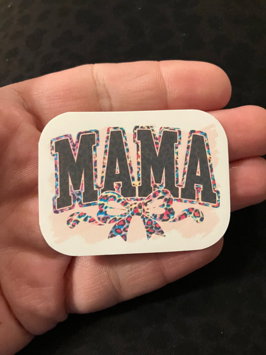 Mama rainbow leopard bow stickers