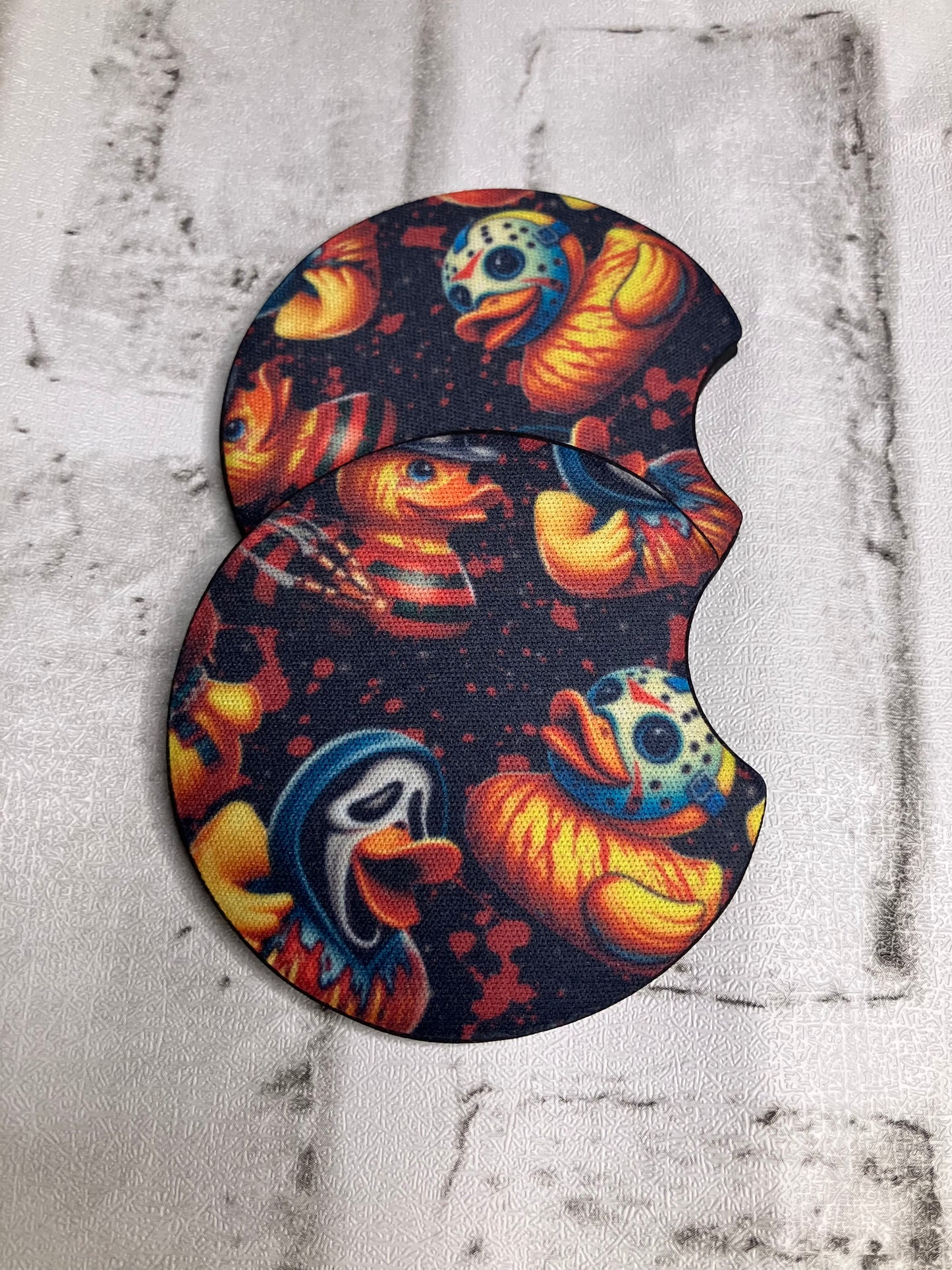 Horror ducks car coasters