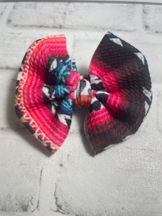 Serape cow nylon bow