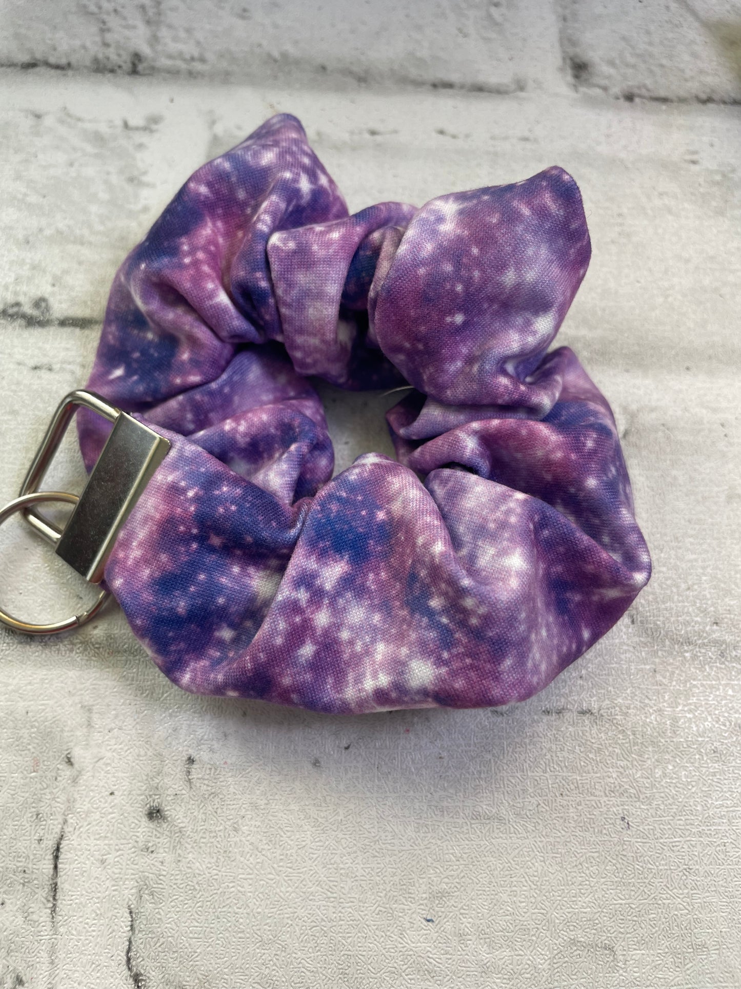 Purple galaxy scrunchie keychain