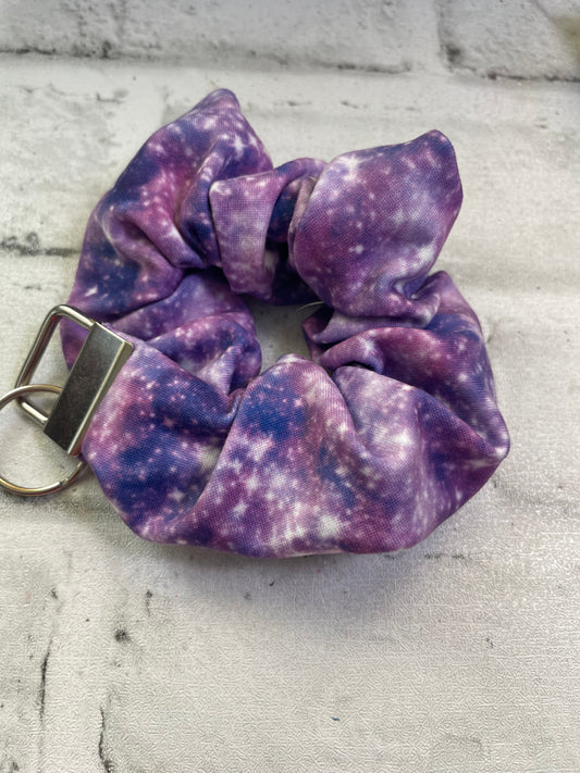 Purple galaxy scrunchie keychain
