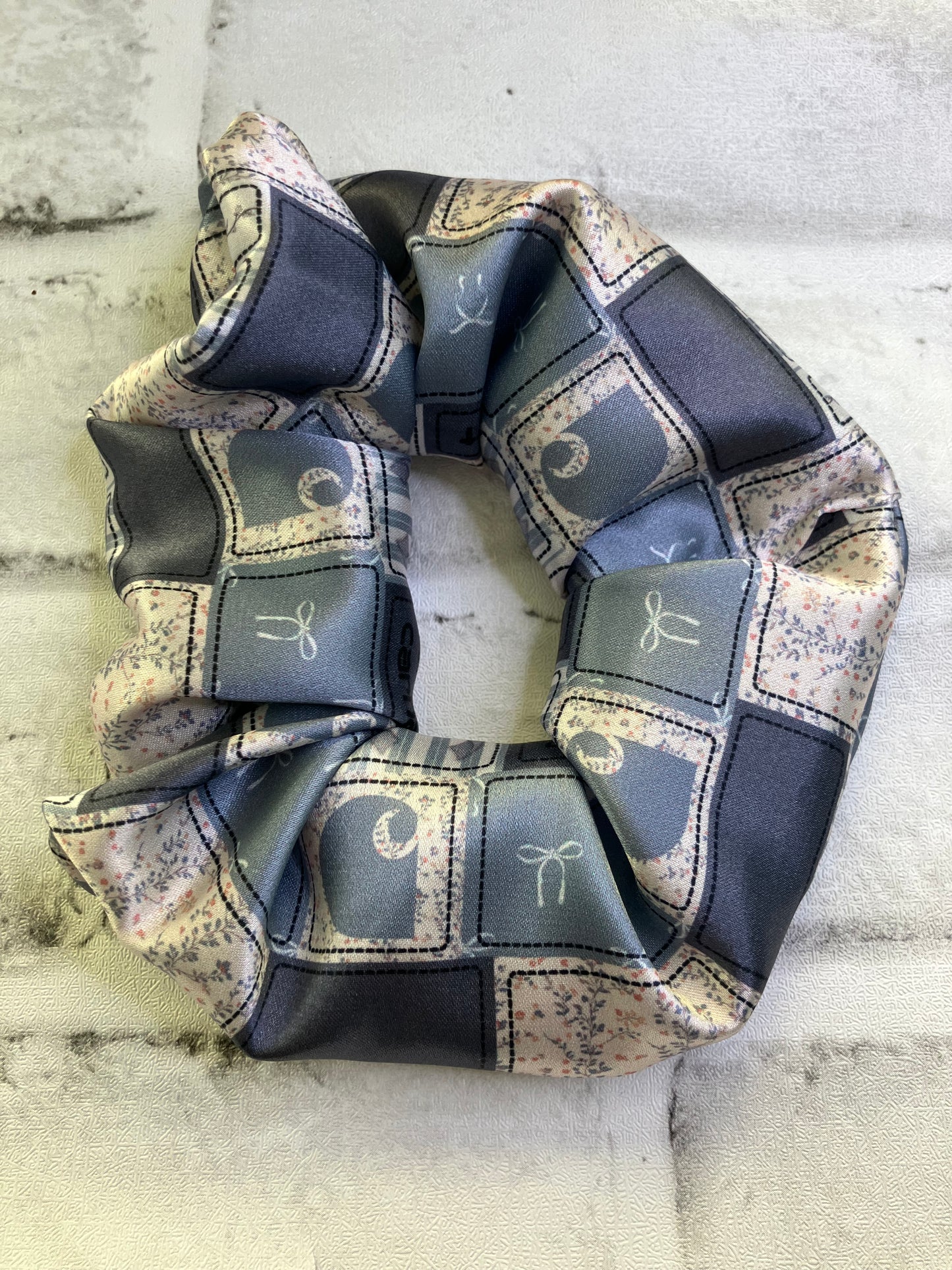 Dusty blue workwear SATIN scrunchies