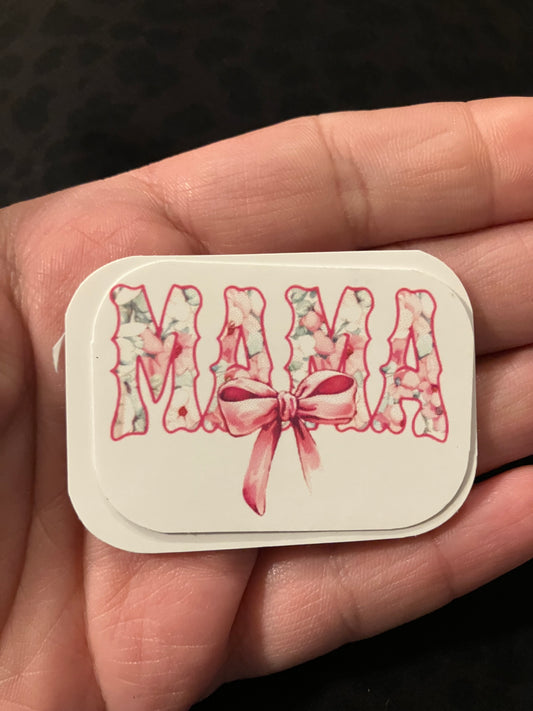 Mama pink bow stickers