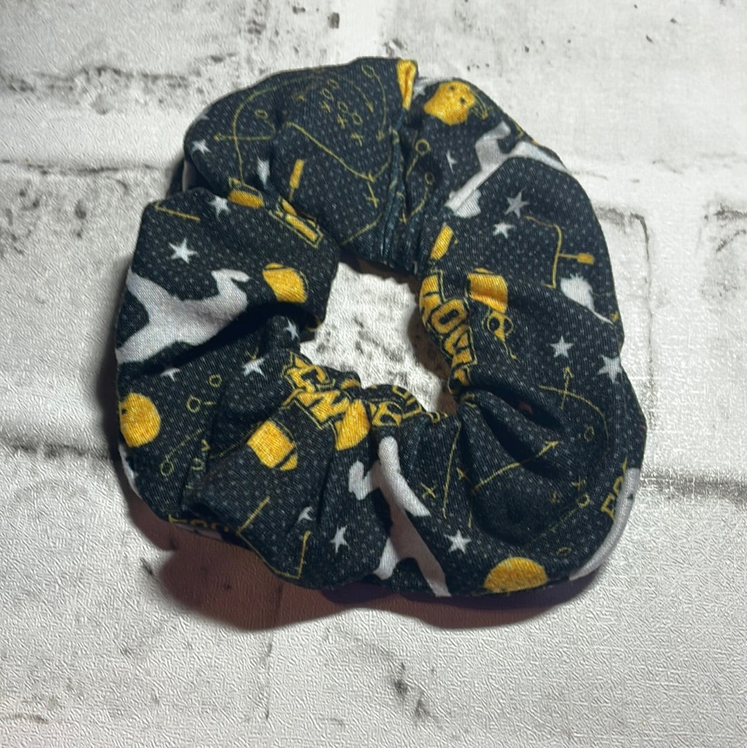 Black and gold football scrunchies