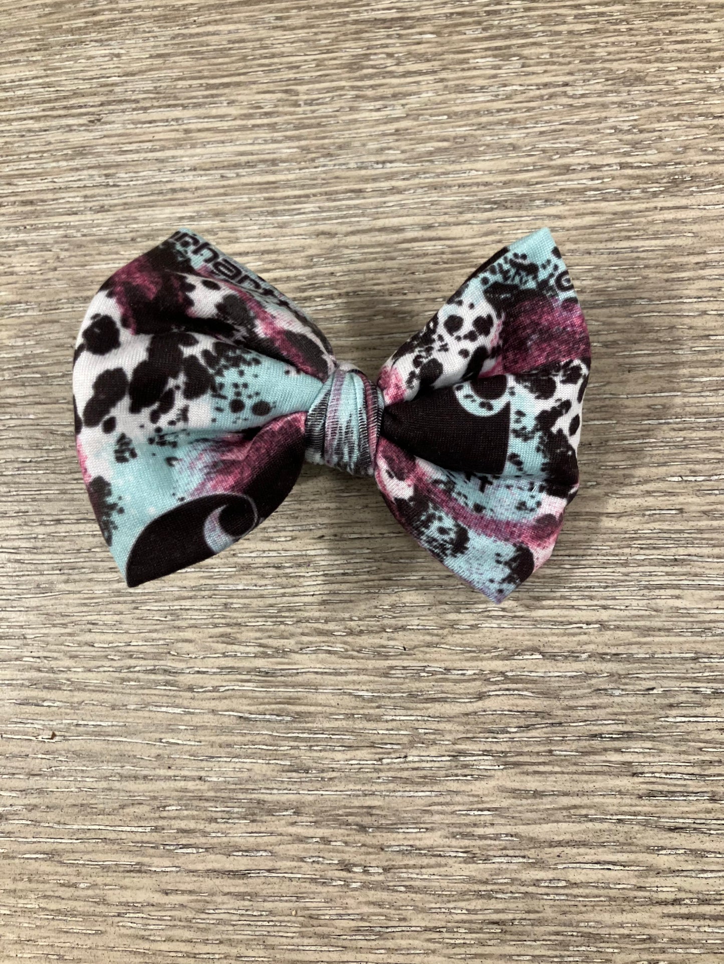 Purple teal workwear clip bow