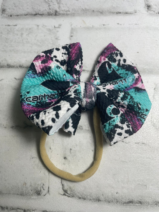Teal purple nylon bow