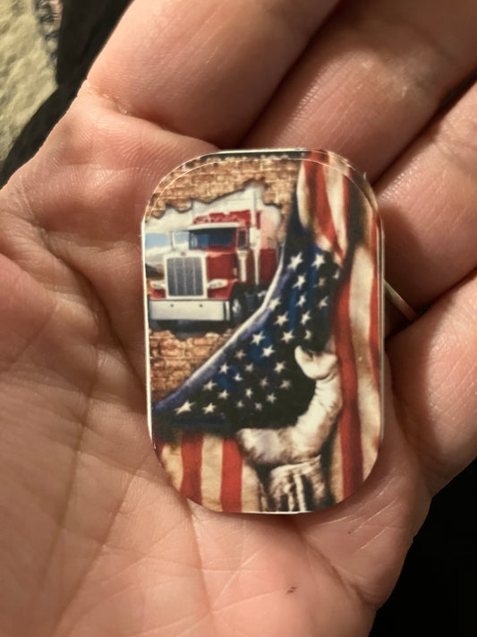 Semi American flag stickers