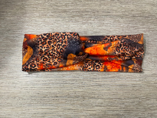 Pumpkin leopard adult gently used headband