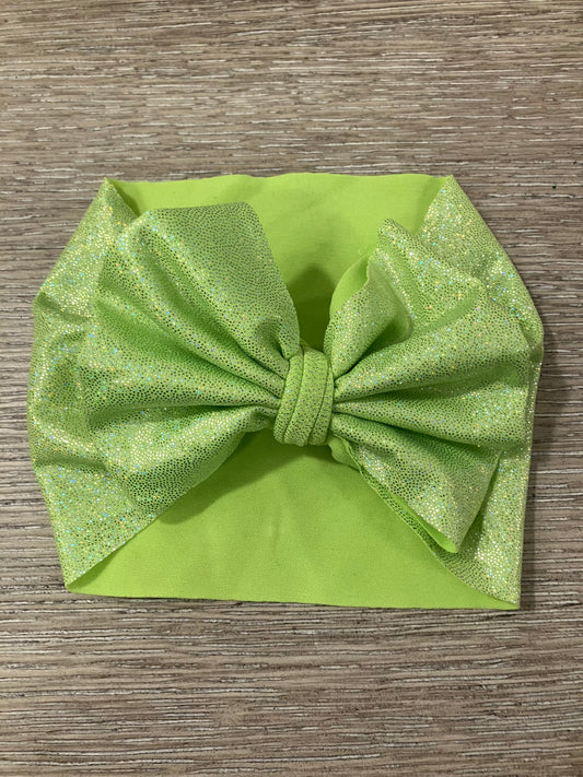 Lime green holographic newborn bow wrap