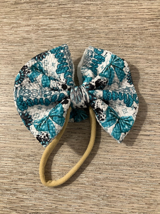 Turquoise boujie babe nylon bow