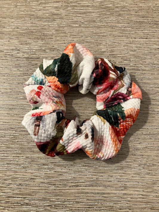 White floral scrunchies