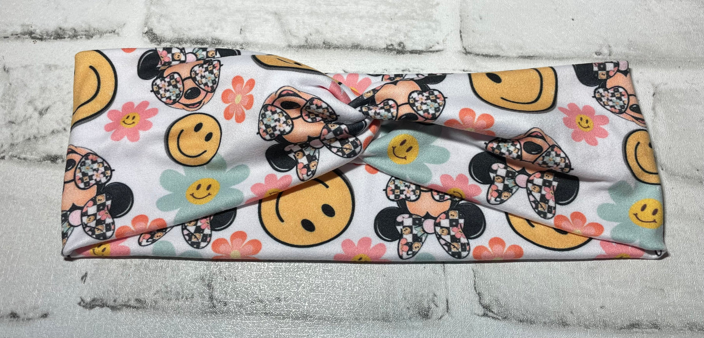 Smiley floral mouse headbands child