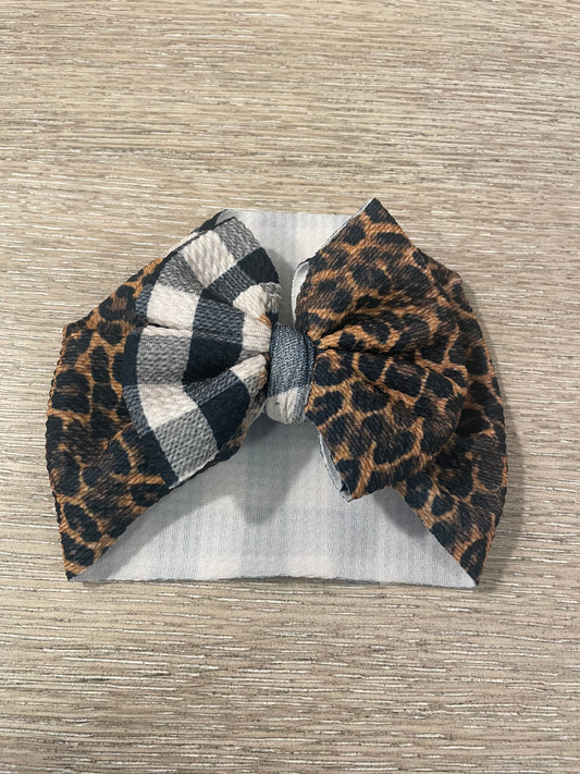 Leopard gingham newborn wrap