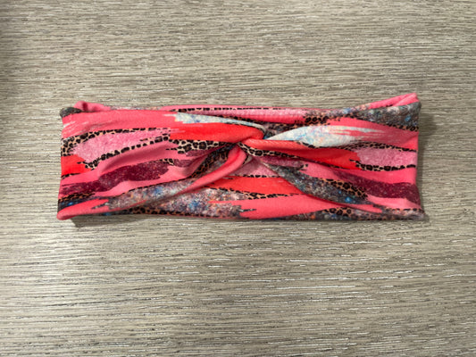 Velvet pink brushstrokes adult gently used headbands