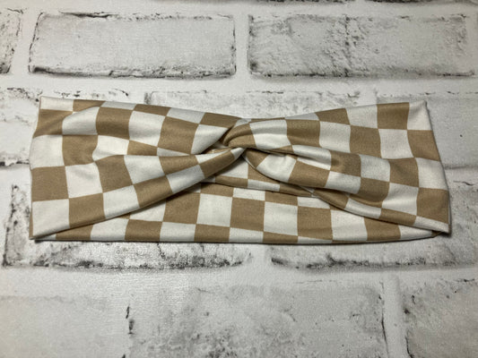 Tan checkered child headbands